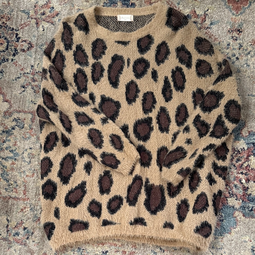 Altar'd State Leopard Print Sweater - Tan and Black
